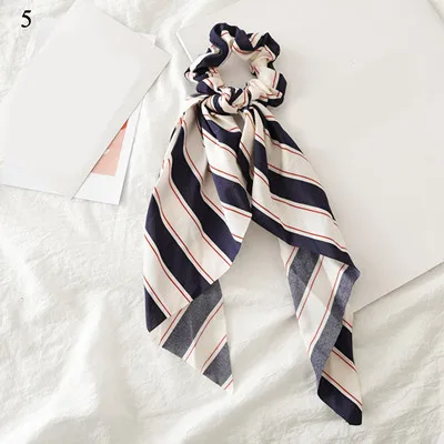 0005 Ponytail scrunchie hair ties Scarf Elastic Hair Rope for Women Hair Bow Ties Scrunchies Hair Bands Flower Print Ribbon Hairbands - Цвет: 0005