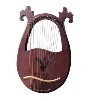 

16-Tone Log Lyre Portable Musical Instrument 16-Strings Solid Wood Veneer Lyre Stringed Instrument Solid Wood String Mahogany