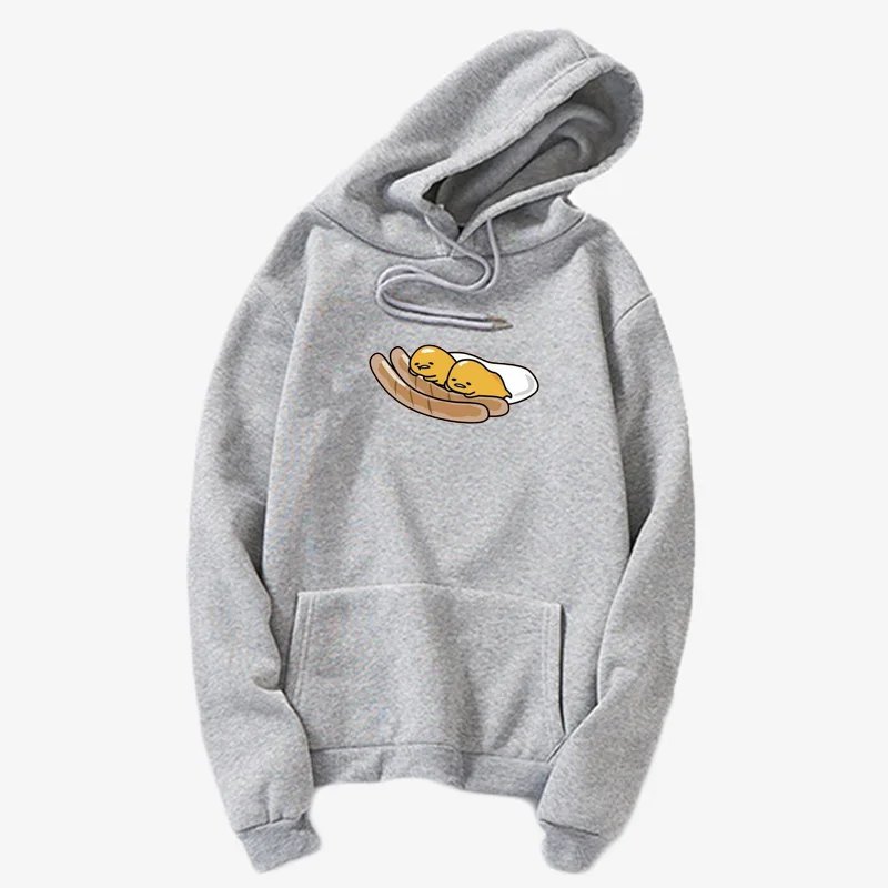 hoodies gray 11 Мультяшка Гудетама Толстовка Harajuku Осень-зима длинный рукав плюс бархат Корейская одежда новые толстовки женские Kawaii Camiseta Muje - Цвет: hoodies gray 11