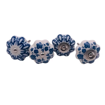 

6x Blue and white porcelain Pumpkins Knobs Ceramic Kitchen Cupboard Cabinet Wardrobe Baby Children Room Pull Drawer 40mm Handle