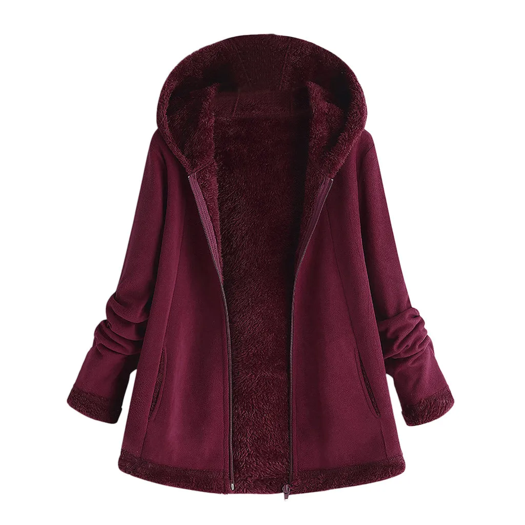 Женские пальто зимняя куртка на молнии с длинным рукавом плюшевая толстовка с капюшоном Повседневная куртка сплошная Верхняя одежда# YL5
