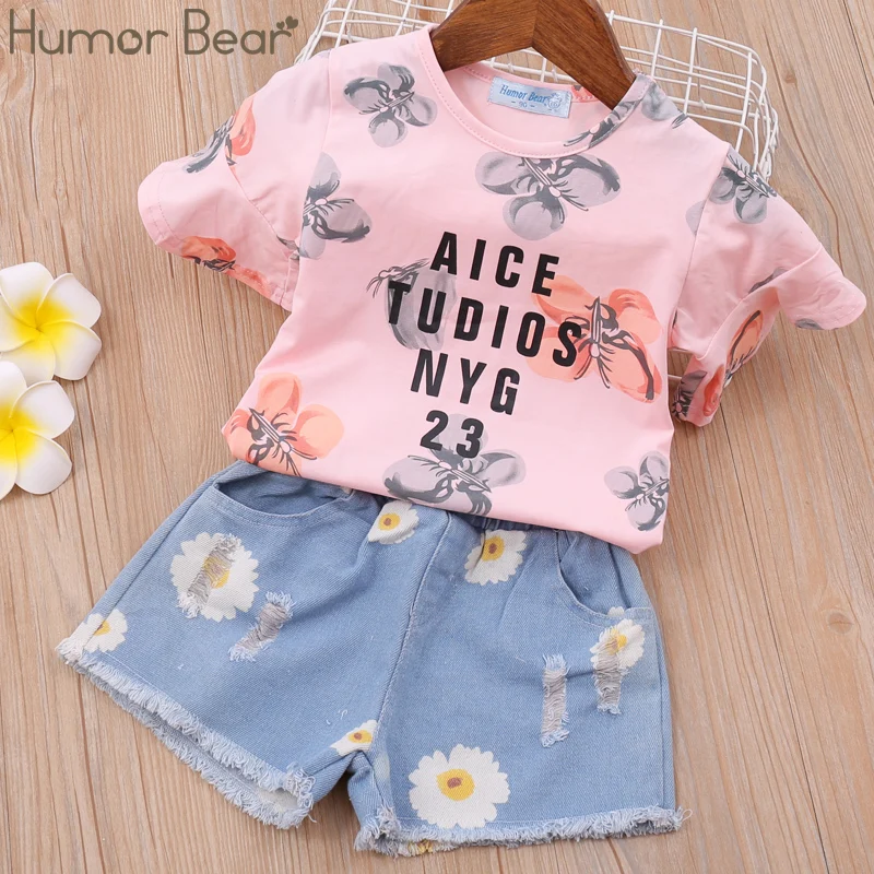 

Humor Bear Humor Bear Summer Girls Clothing Set Girl Clothes Toddler Flower Tops +Pants Girls Suit Kids Clothes Baby Clothing