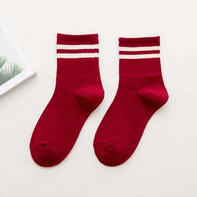Funny Cute Cotton Loose Striped Crew Socks Women Fashion Colorful Harajuku Designer Retro Long Socks New Year Christmas Gifts 1