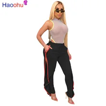 

Side High Split Ruffles Sexy Stacked Pant Women Fashion High Waist Pleated Beach Trouser Summer Club Legging Bottom Sweatpants