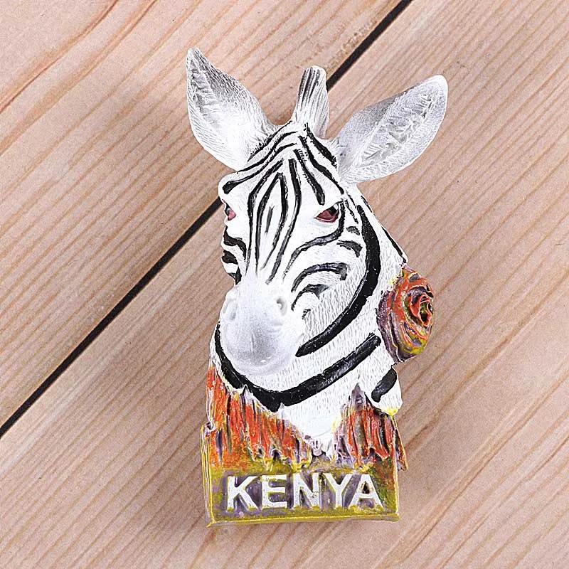 zebra Африканская дикая природа крокодил верблюжий бык креативный имитация магнитов на холодильник Кения Сирия Британия путешествия за границу в память - Цвет: zebra