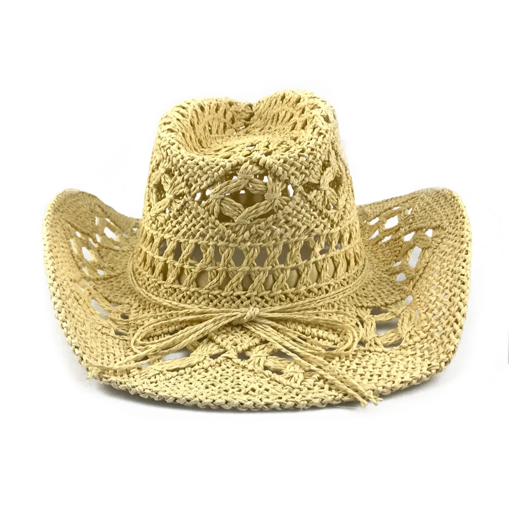 

Cowboy Hats Men's Caps Female Panama Hats For Men Women's Summer Hat Western Cowgirl Cross Border Hand Woven Hollow Straw