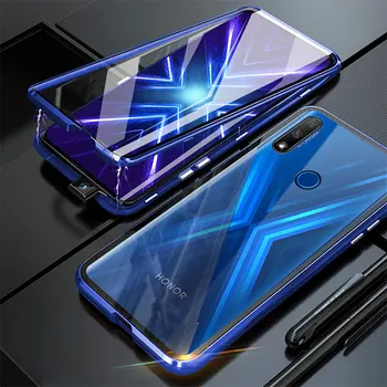 Перейти на Алиэкспресс и купить Магнитный чехол для телефона для huawei honor 9X Global, двусторонний бампер из закаленного стекла, чехол для телефона honor 9 X honor 9x Premium coque