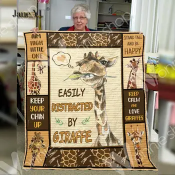 

Summer Giraffe Print Quilt Kids School Adults Bed Soft Warm Thin Blanket Cotton Quilt King Size Wholesale Custom Pattern