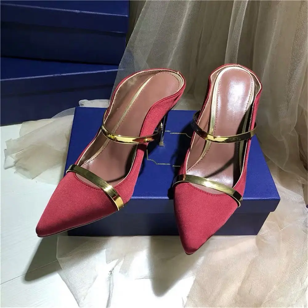 Burgundy Silk Chueyz/женские туфли-лодочки наивысшего качества женская обувь из натуральной шелковой кожи туфли-лодочки на высоком каблуке с острым носком женские босоножки с ремешком на лодыжке - Цвет: Burgundy Silk