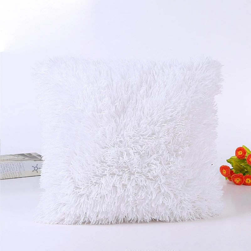 White 1 шт. цвет ful 43 см* 43 см Пушистый Плюшевый квадратный сплошной цветная наволочка Удобная наволочка для дивана под спину Накладка для украшения дома - Цвет: White