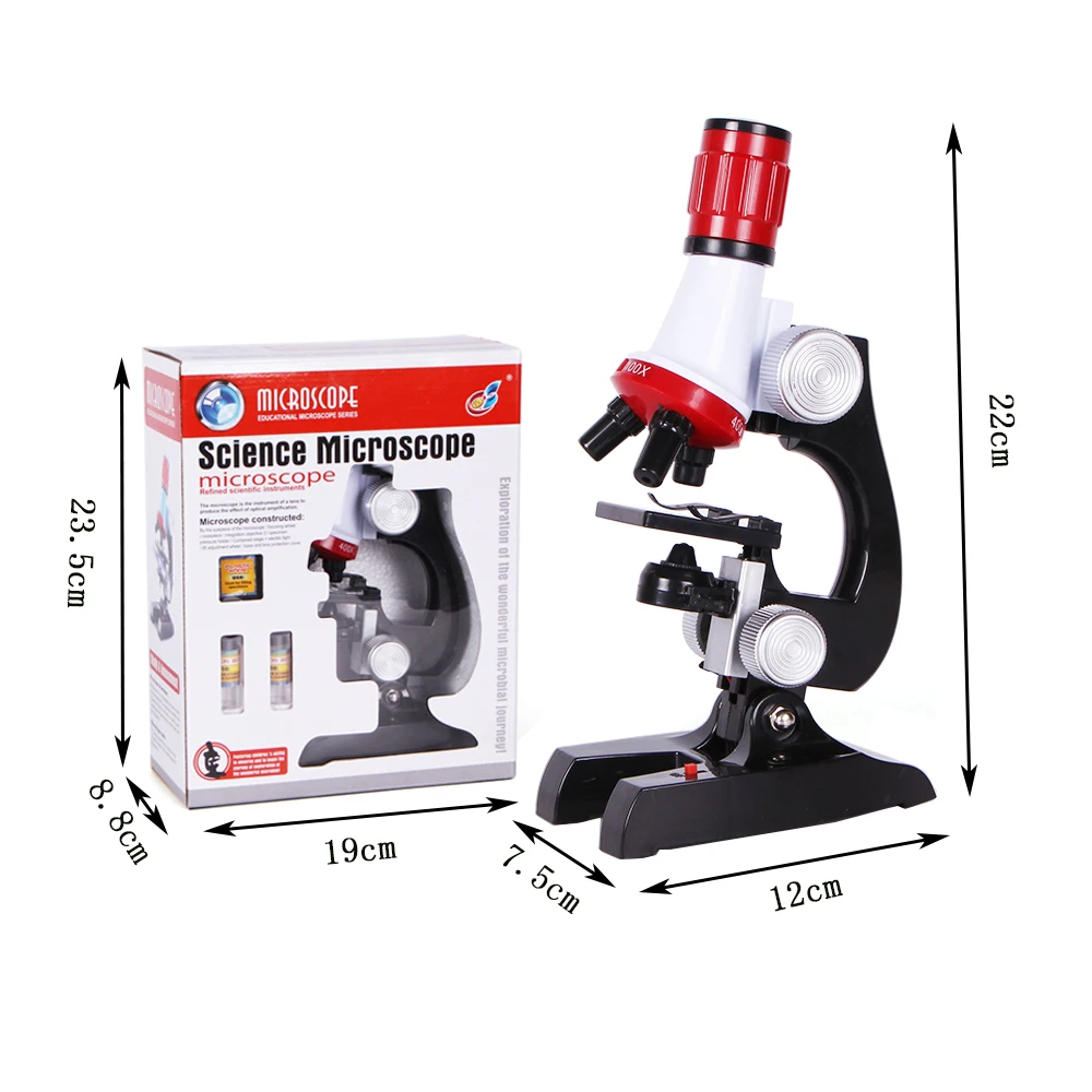 Microscope Kit with Lab LED 100X-400X-1200X Home School Science Educational Kids Toy Gift