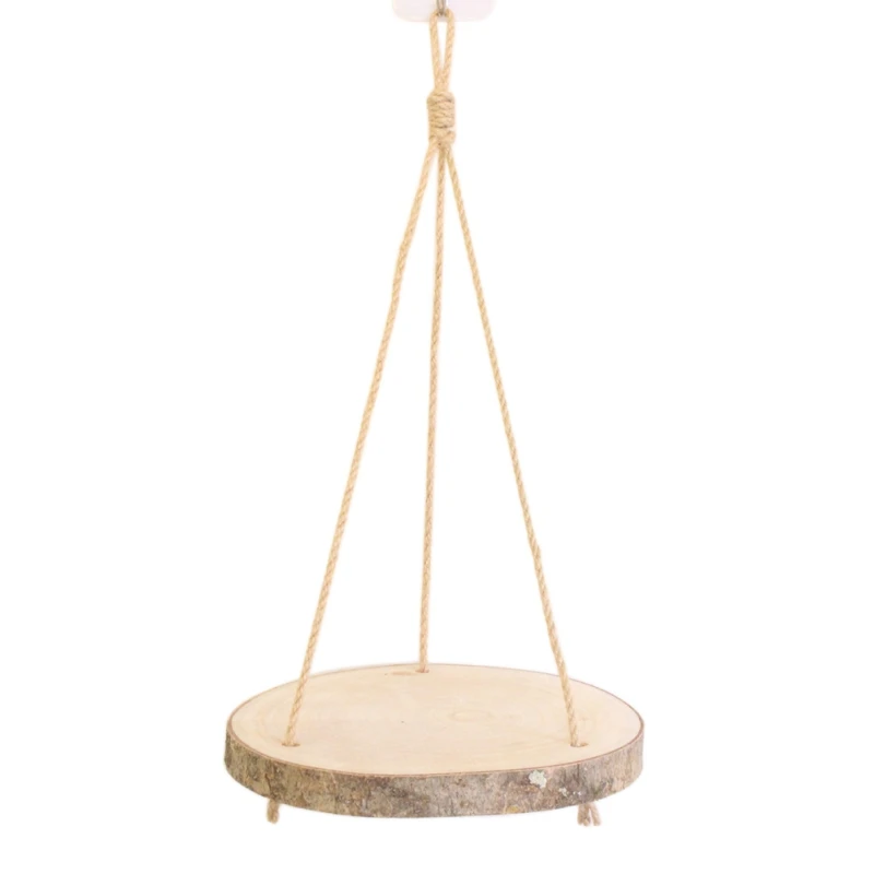 Ретро деревянный чип декоративная стойка с веревкой для дома, древесные подвесная полка украшения стен - Цвет: as picture