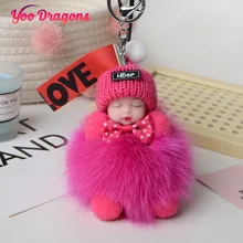 Accessoires de clés en peluche pour filles, jolie décoration de sac, voiture, poupée endormie, cadeau pour enfants, décoration de noël