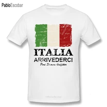 Italia bandera Vintage de manga corta de algodón orgánico para hombre Camiseta hombres de cuello redondo camisetas de manga corta gran oferta