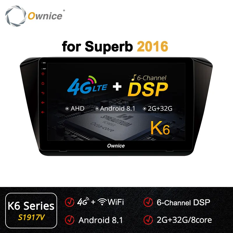 Ownice Android 9,0 Восьмиядерный 10," Автомобильный Радио плеер навигация GPS, DVD 4G LET K3 K5 K6 для Volkswagen skoda Superb DSP SPDIF 360 - Цвет: S1917 K6