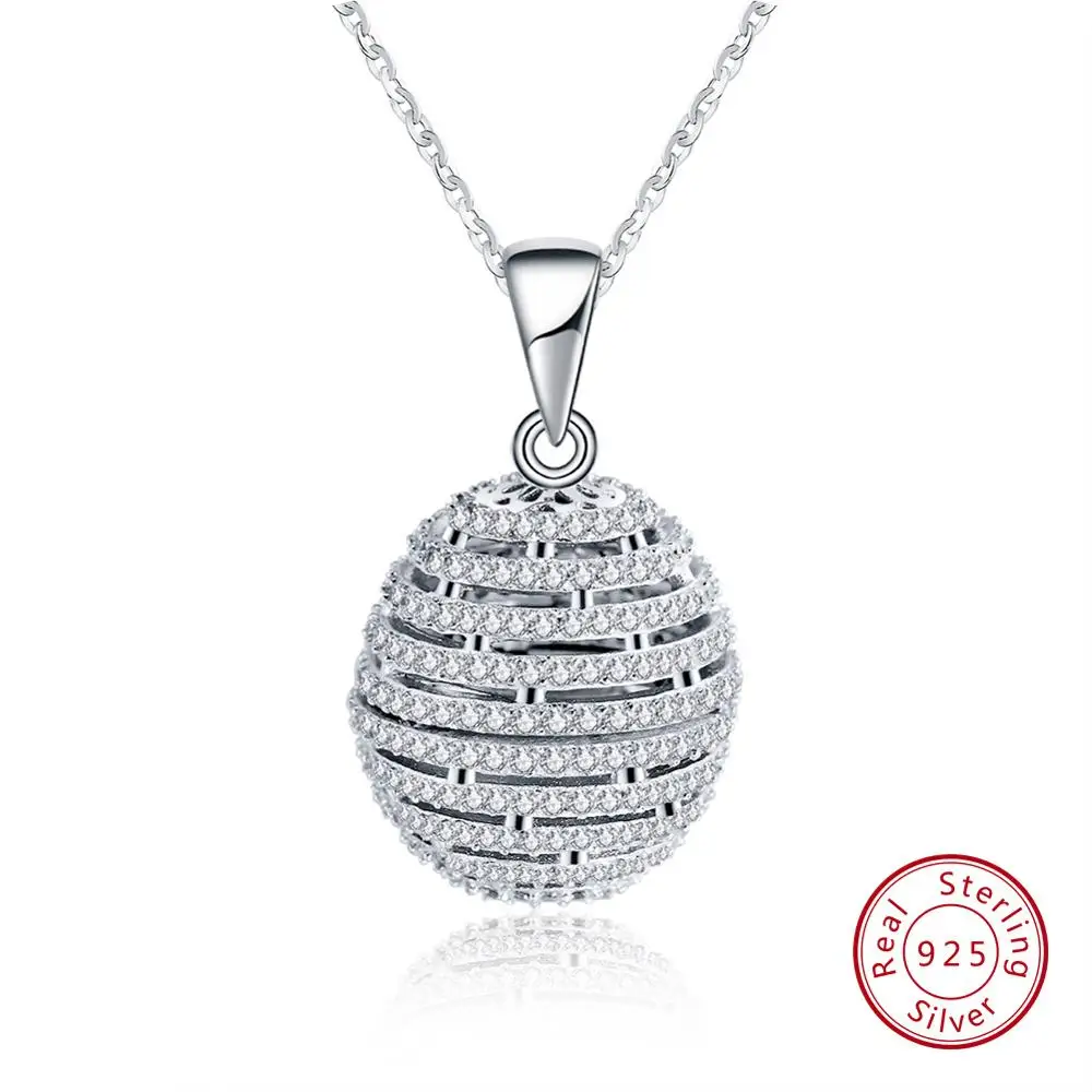 Silver Color Effie queen высокое качество трендовые круглые 925 пробы серебряные подвески ожерелье s с AAA CZ Ожерелье 45 см длина цепи ювелирные изделия BN74 - Цвет камня: Silver Color
