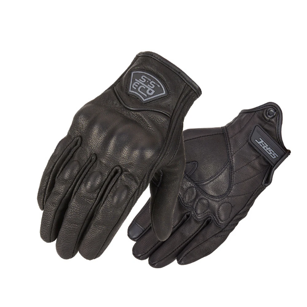 SSPEC Full Finger Motorcycle Gloves Gant Moto Guantes Wear Resistant Motorbike Riding Racing Glove Summer Breathable Moto Gloves - Цвет: SCG-7114 Black