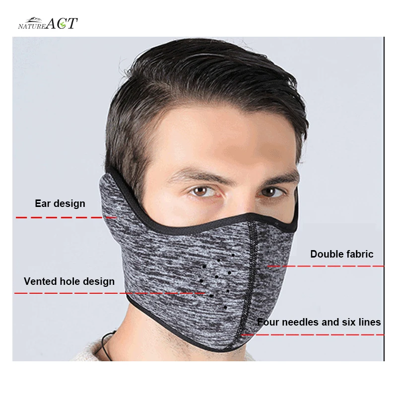 Men Women Multi-function Half Face Mask Winter Outdoor Ski Earmuffs Sports Bicycle Riding Ski Warm Riding Mask Headgear