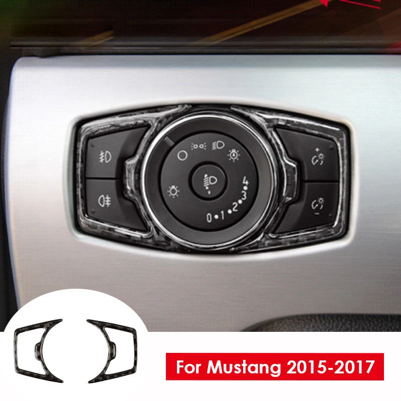Для Ford Mustang- углеродное волокно автомобиля фары переключатель Крышка отделка рамы