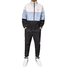 Shopify для мужчин s Лоскутные наборы Куртки+ брюки для девочек Осенняя Толстовка Брюки 2 шт. Уличная Брюки тренировочный костюм для мужчин
