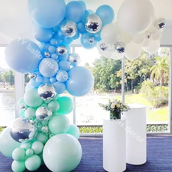 

134pcs Macaron Balloons Garland Arch Kit 4D Baby Blue Mint Green balloon Wedding Birthday Baby Shower Party Metallic Latex Decor