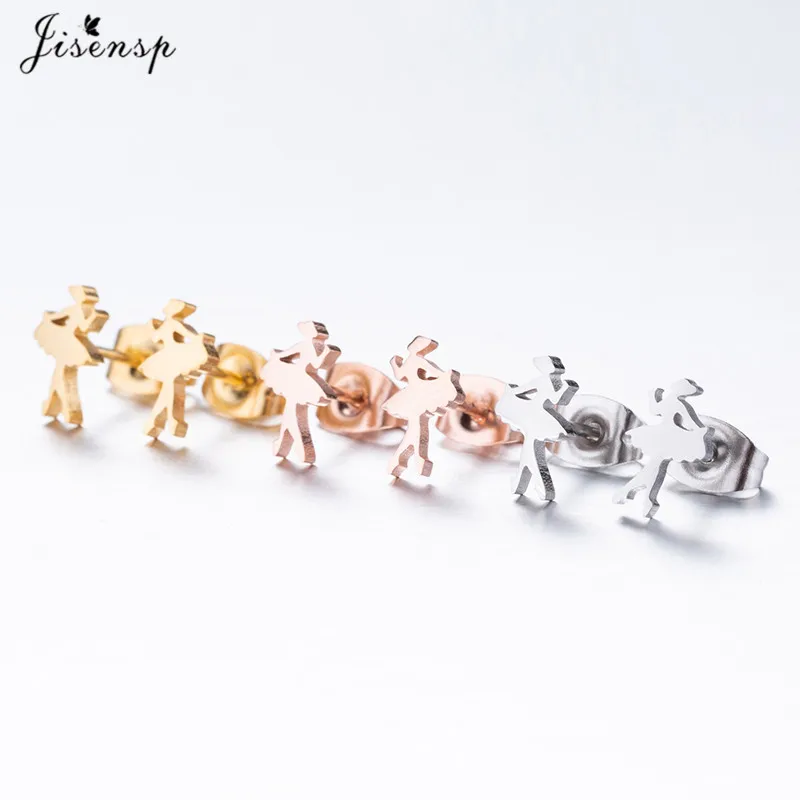 Mini Stainless Steel Earings Fashion Jewelry Small Animal Ear Studs Punk Cross Star Dragon Ballet Stud Earrings Pendientes Gifts