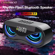 Портативный Bluetooth 5,0 динамик Будильник беспроводной 6D объемный звук подставка для стереодинамика TF AUX Fm радио