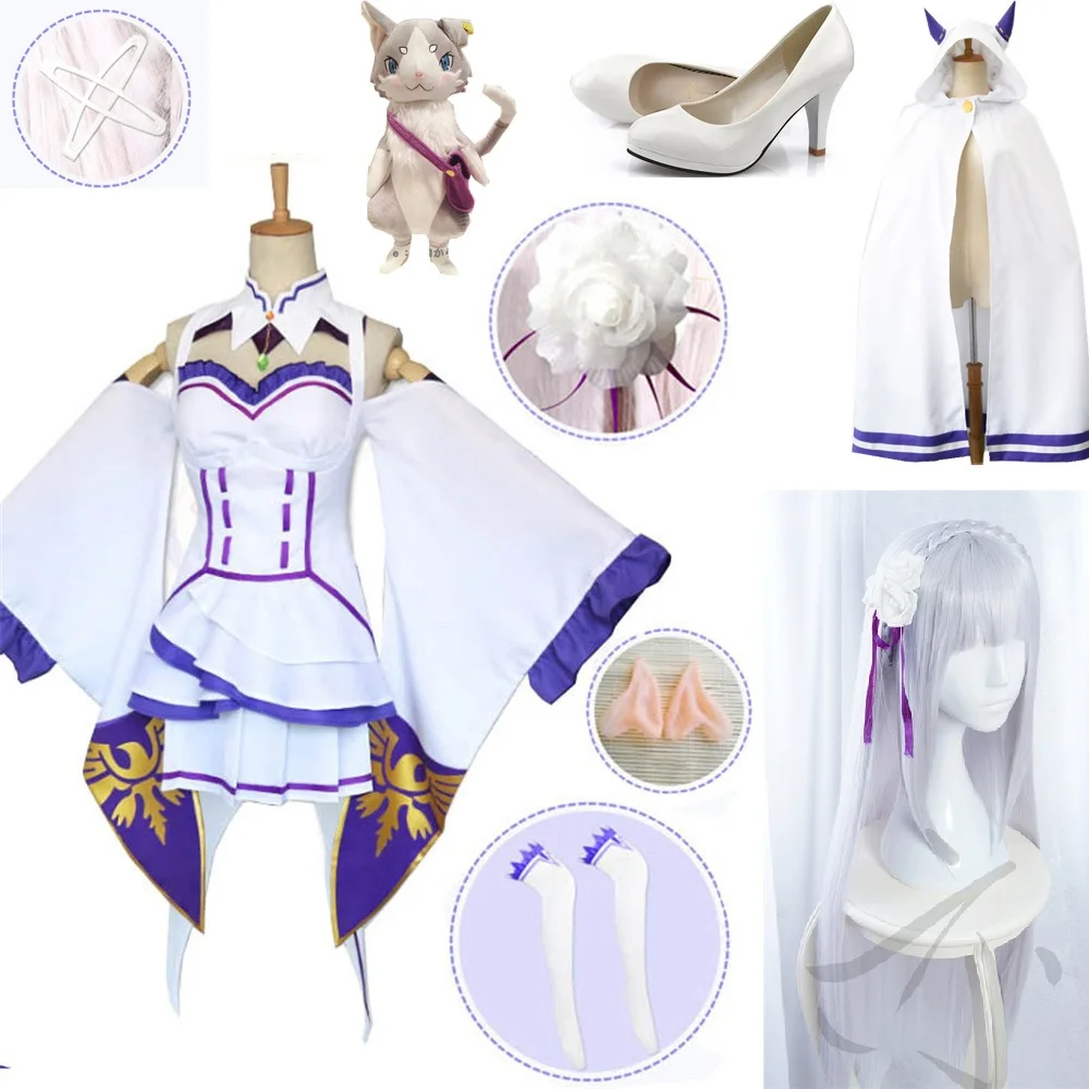 Женский парик для костюма Re Zero накидка кот шайба костюмы на Хэллоуин |