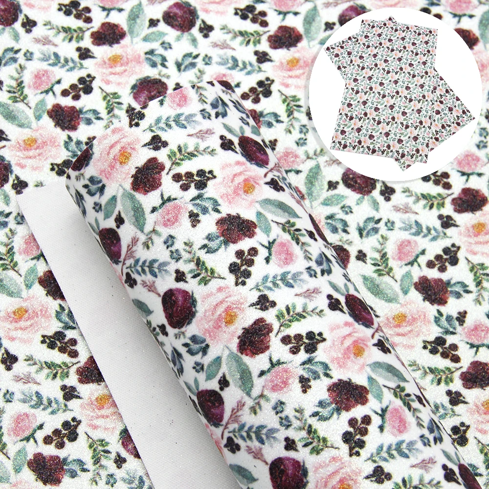 Цветочные узоры тонкая блестящая искусственная кожа ткань лист лук серьги винил ремесло, 1Yc9040 - Цвет: 1093409011