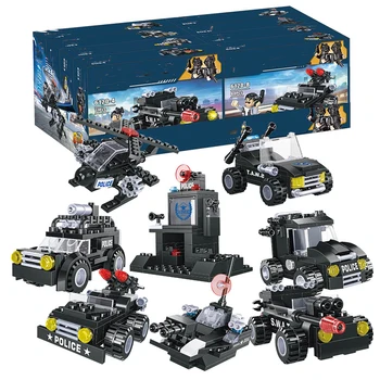 

Police Armored Car Explosion-Proof Car Building Blocks 8 in 1 Educational Assemble Children Brick Toys Kids Gifts