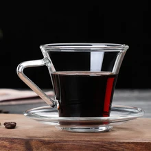 Прозрачная стеклянная чашка для кофе, молока, виски, пива, чашка с пластиной, креативная термостойкая для здоровья и защиты окружающей среды