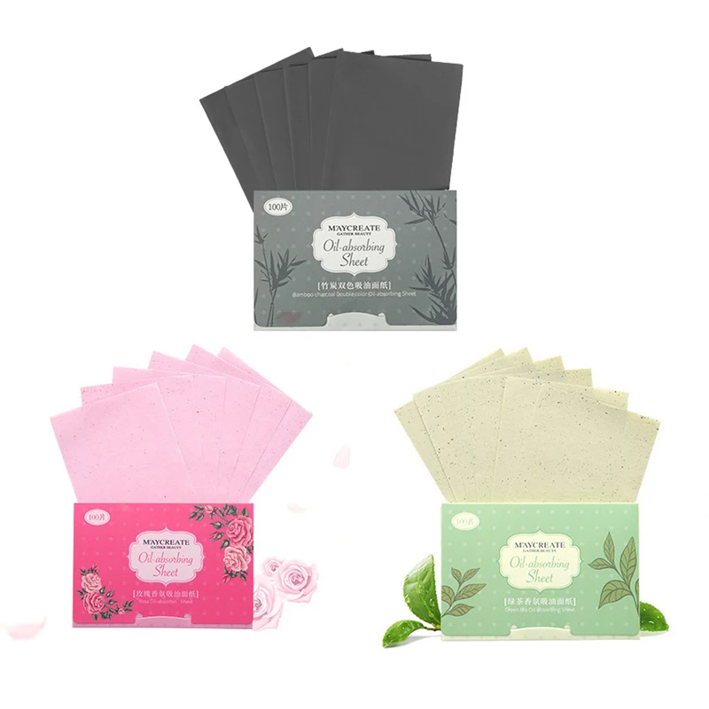 300Pcs/3packs Tissue Papers Green Tea Makeup Cleansing Oil Absorbing Face Paper Absorb Blotting Face Cleanser Oil Blotting Sheet - Количество: 3 Types