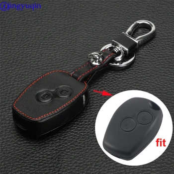

Leather car key case cover For Renault Kangoo Scenic Megane Sandero Captur Twingo Modus remote control cover 2 buttons Key Shell