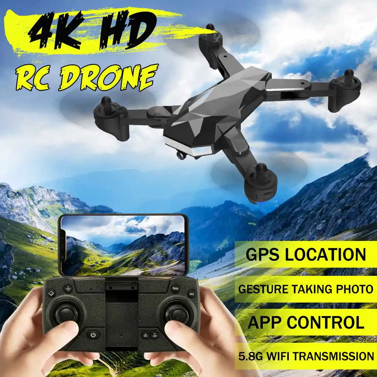 

WiFi FRV RC Drone 5.8G 4K HD Camera Wide Angle Altitude Hold GPS Positioning APP Control Real-time RC Drone Quadrocopter Toys