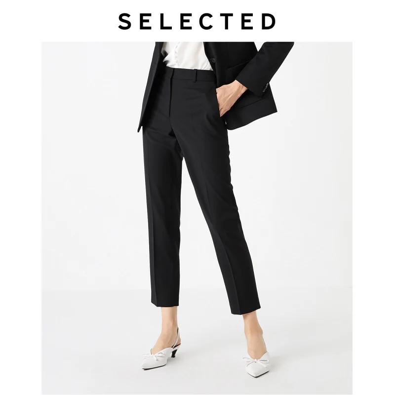 SELECTED Women's Woolen Tapered Commuter Cropped Suit Pants SIG|419418510 SELECTED Women's Woolen Tapered Commuter Cropped Suit Pants SIG|419418510