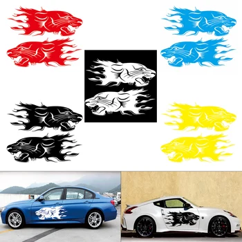 

2pcs/pair 99 x 44CM PVC 5 Colors Lion Totem Pattern Creative Refit Car Racing Side Body Sticker