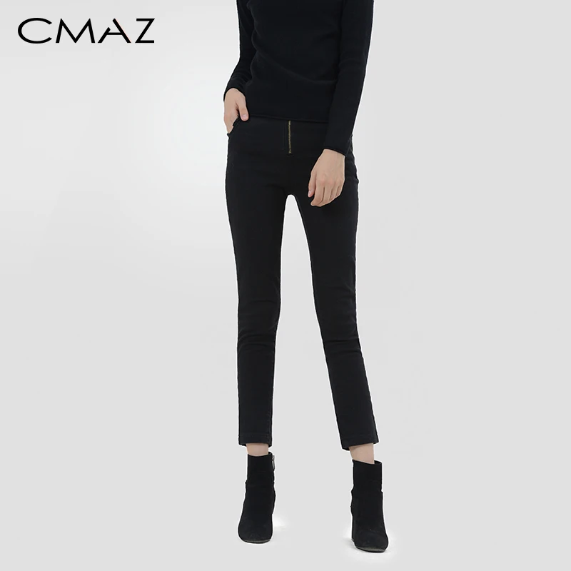 

CMAZ Autumn winter chic style women resilience Pencil pants high waist skinny black jeans MX18D2550