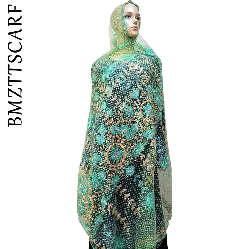

Fashionable African Women Scarfs Small Flower Embroidery Lovely Design Net Scarf Breathe and Soft Scarf Shawls Pashmina BM806