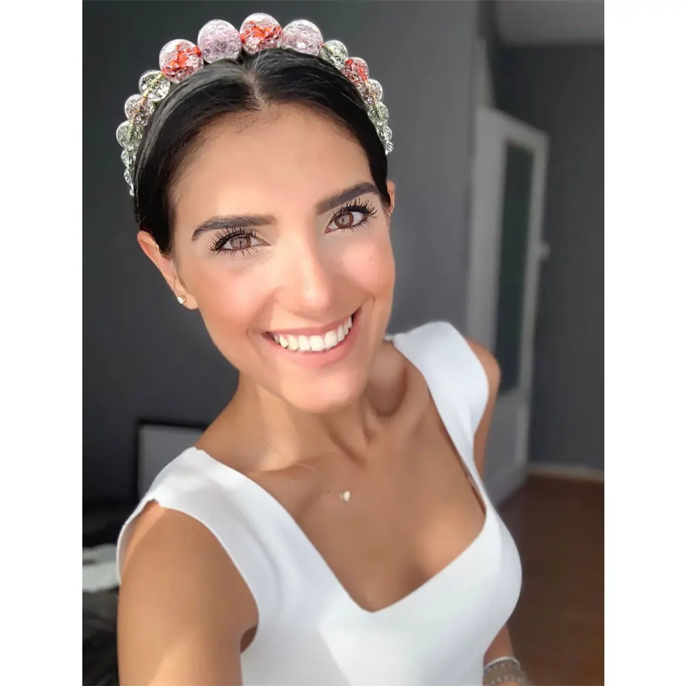 

ncmama 2019 Pearls Hairband for Girls Elegant Headband Women Headwear Colorful Beads Hair Hoop Bezel for Girls Hair Accessories