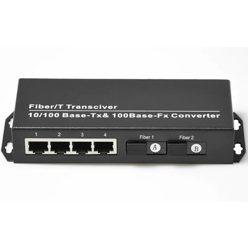 10/100 м Быстрый Ethernet-коммутатор конвертер gigabit Ethernet волоконно-оптический медиа конвертер одиночный режим 4* RJ45& 2* Быстрый оптоволоконный коммутатор
