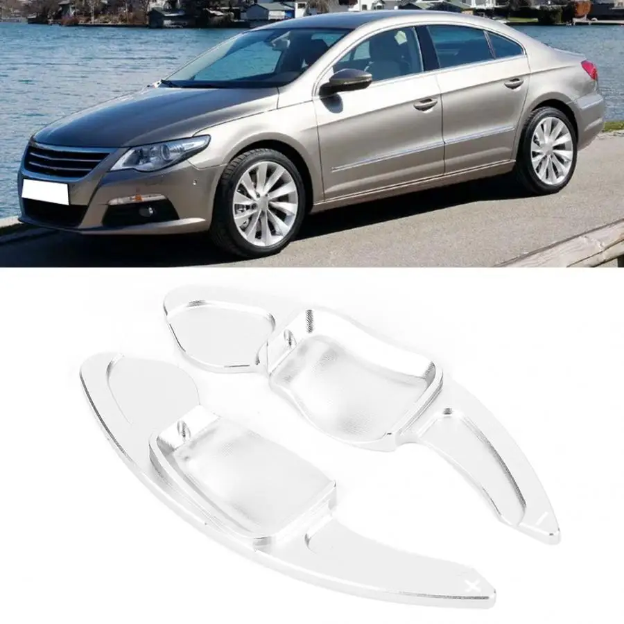 Pair of Aluminum Alloy Silver Steering Wheel Paddle Shift Extension Fits for Magotan car style accessories