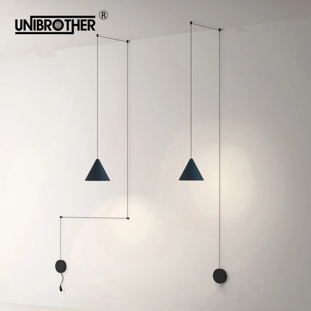 

Simple Modern Hanging Pendant Lamp Light Black Metal Long Wire Shape Kitchen Bar Bedside Suspension Lighting Creative geometric