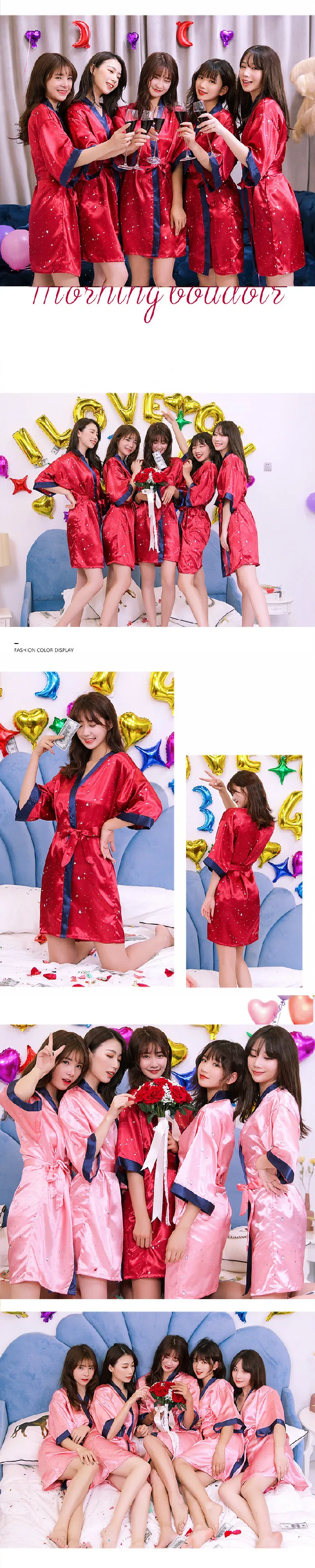 Silk Robe Party Bathrobe Women Silk Bridesmaid Robes Sexy Robes Satin Robe Ladies Dressing Gowns
