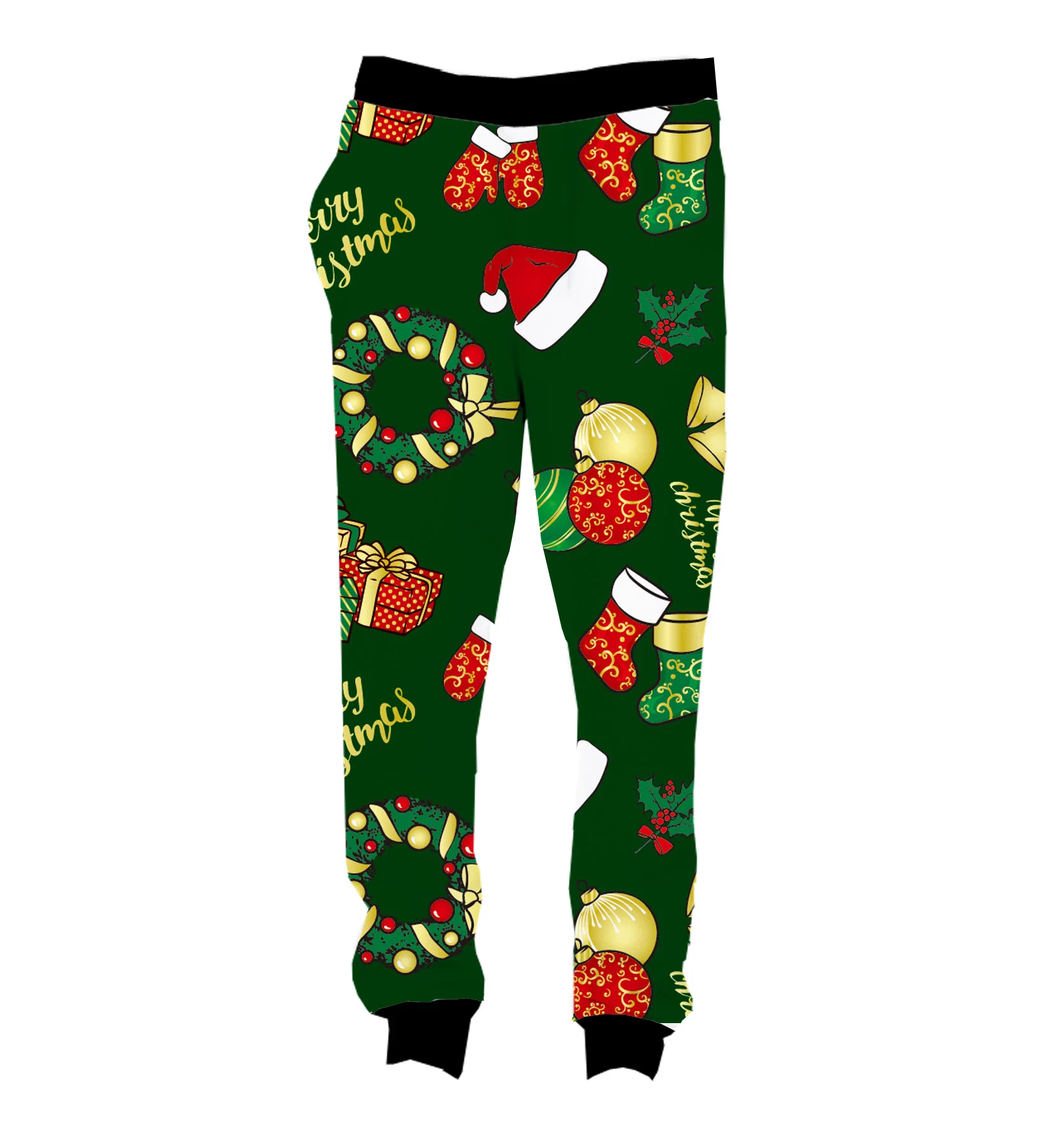 

REAL American US SIZE Merry Xmas 3D Sublimation Print String Jogger Sweat Pants plus size 4XL 5XL