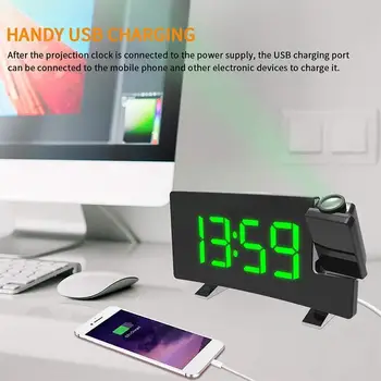 

Household Band Radio Clock Digital 8 inch LED Projector Timer Snooze Clock House Backlight Alarm Decroation Projection Radi E9X9