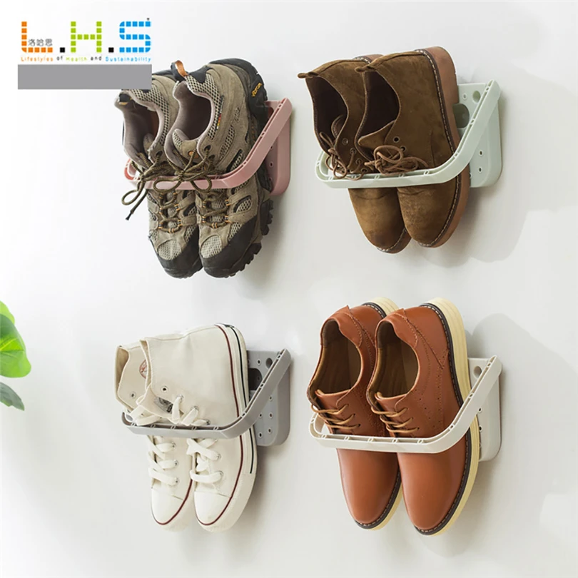 

1 Pc Multi-color Convenient Adhesive Shoe Rack Country Style Wall Saving Type Shoes Rack Bathroom Bedroom Storage Organizer J20