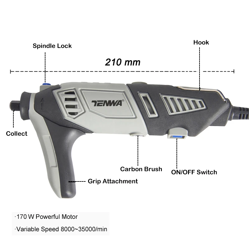 TENWA 170 Вт электрическая мини-дрель вращающиеся инструменты с переменной скоростью шлифовальный станок аксессуары для Dremel наборы можно выбрать 35