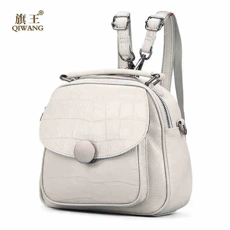 

Wang Leather Backpack Women's 2019 New Style Versatile Cowhide Bag Women's One-Shoulder Handbag Large Capacity Backpack