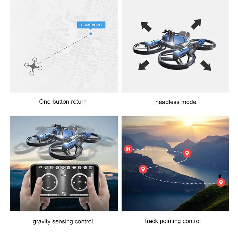 Радиоуправляемый Дрон на мотоцикле 2 в 1, Радиоуправляемый квадрокоптер, игрушка 2,4 ГГц, складной деформированный Дрон на мотоцикле для детей, подарки