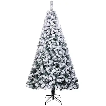 

6FT PVC White Flocking Christmas Tree 750 Branches Automatic Tree